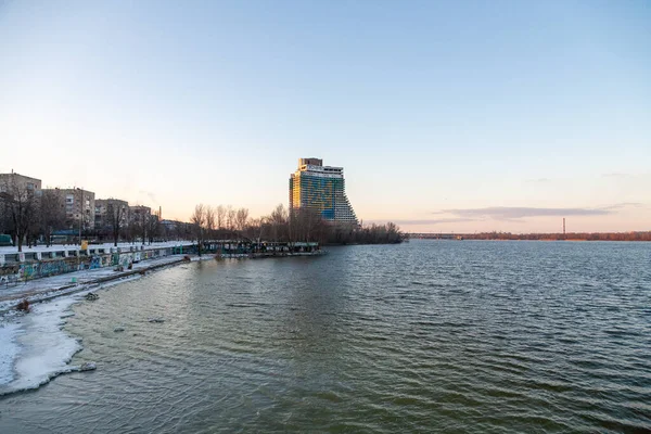 Dnipro Ukraine December 2021 Unfinished Parus Hotel Dnipro Embankment Ukraine — Stockfoto