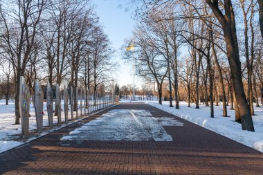 Kropyvnytskyi, Ukrayna - 2 Ocak 2022: Düşen ATO kahramanlarına Şöhret Yolu