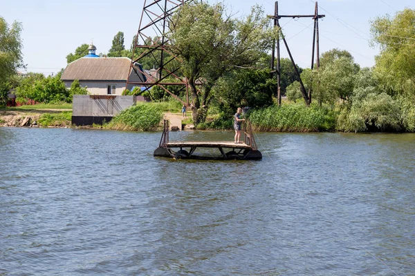 Pryiutivka Oleksandriya Ukraine August 2022 Ferry Ingulets River — Stock Photo, Image