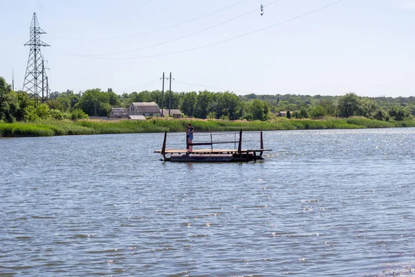 Pryiutivka Oleksandriya Ukrayna Ağustos 2022 Ingulets Nehri Feribotla Geçmek — Stok fotoğraf