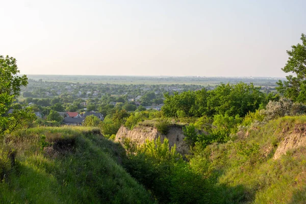 Gröna Kullar Sommaren Nära Kremenchuk Staden — Stockfoto