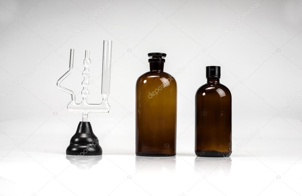 Pharmacy bottles and test-tubes