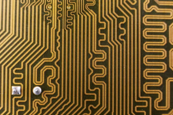 Yellow computer circuit board — Stockfoto