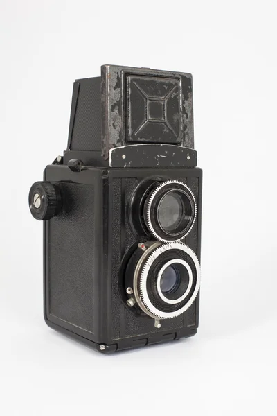 Vintage old photographic twin lens camera — стоковое фото