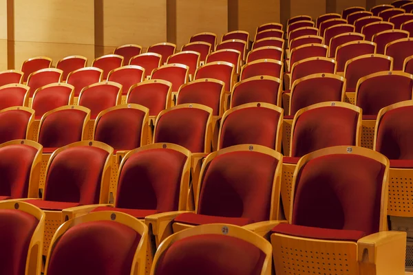 Řady sedadel červené divadlo — Stock fotografie