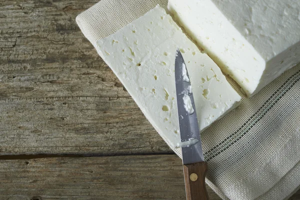 Cubo de queijo feta fresco — Fotografia de Stock