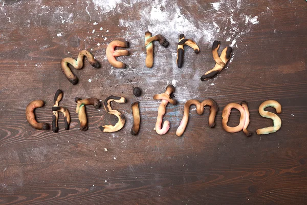 Merry christmas woord geschreven met pasta letters — Stockfoto