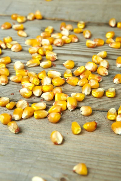 Droge korrels van de maïs tegen op een houten tafel — Stockfoto