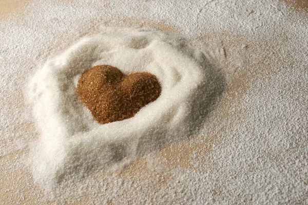 Valentines Day, heart of brawn sugar — Stock Photo, Image