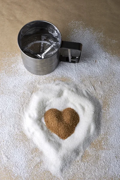 Valentines Day, heart of brawn sugar — Stock Photo, Image