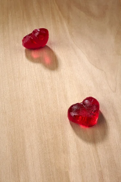 Valentines day, red sweet candies in heart shape — Stock Photo, Image
