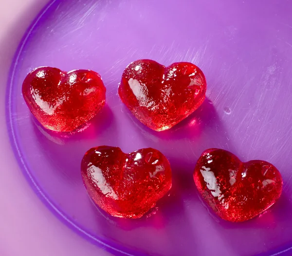 San Valentino, caramelle dolci rosse a forma di cuore — Foto Stock