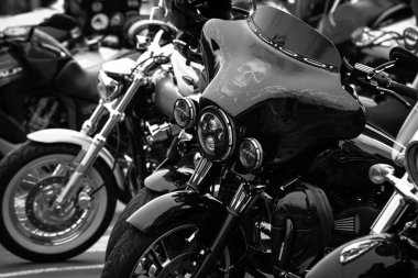 Güzel Harley Davidson motosikleti Ukrayna 'da Çılgın Hohols MFC' nin kapanış sezonunda 2021 Eylül 'ünde
