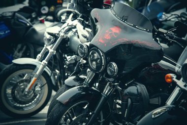 Güzel Harley Davidson motosikleti Ukrayna 'da Çılgın Hohols MFC' nin kapanış sezonunda 2021 Eylül 'ünde
