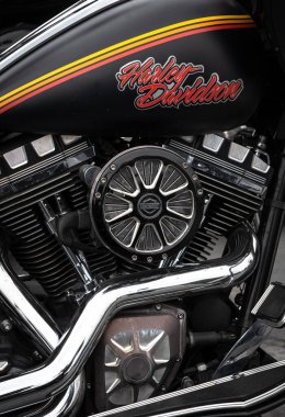 Güzel Harley Davidson motosikleti Ukrayna 'da Çılgın Hohols MFC' nin kapanış sezonunda 2021 Eylül 'ünde