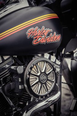 Güzel Harley Davidson motosikleti Ukrayna 'da Çılgın Hohols MFC' nin kapanış sezonunda 2021 Eylül 'ünde