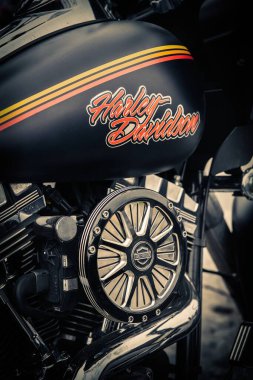 Güzel Harley Davidson motosikleti Ukrayna 'da Çılgın Hohols MFC' nin kapanış sezonunda 2021 Eylül 'ünde