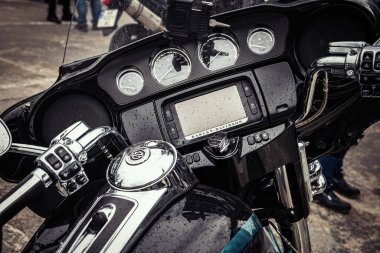 Güzel Harley Davidson motosikleti Ukrayna 'da Çılgın Hohols MFC' nin kapanış sezonunda 2021 Eylül 'ünde