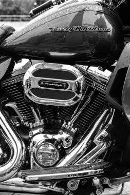 Güzel Harley Davidson motosikleti Ukrayna 'da Çılgın Hohols MFC' nin kapanış sezonunda 2021 Eylül 'ünde
