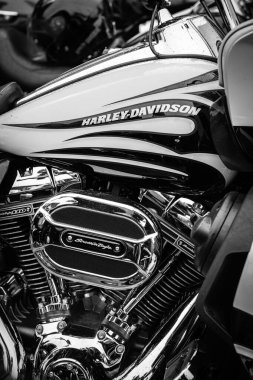 Güzel Harley Davidson motosikleti Ukrayna 'da Çılgın Hohols MFC' nin kapanış sezonunda 2021 Eylül 'ünde