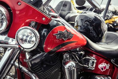 Güzel Harley Davidson motosikleti Ukrayna 'da Çılgın Hohols MFC' nin kapanış sezonunda 2021 Eylül 'ünde