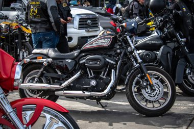 Güzel Harley Davidson motosikleti Ukrayna 'da Çılgın Hohols MFC' nin kapanış sezonunda 2021 Eylül 'ünde