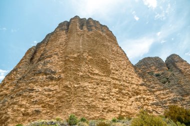 Geological formation of the mallos de Riglos in Huesca, Aragon. Place of climbing practices in Spain