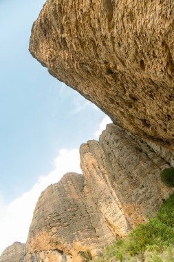 Geological formation of the mallos de Riglos in Huesca, Aragon. Place of climbing practices in Spain