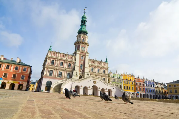 Radnice, hlavního náměstí (rynek wielki), zamosc, Polsko — Stock fotografie