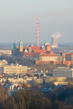 Krakov, tarihi royal wawel Kalesi havadan görünümü