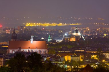 gece sahne Krakow, Polonya