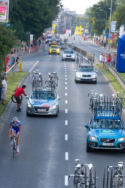 Krakow, POLAND - august 6: Cyclists at stage 7 of Tour de Pologne bicycle race on August 6, 2011 in Krakow, Poland. TdP is part of prestigious UCI World Tour. — Stock Photo, Image