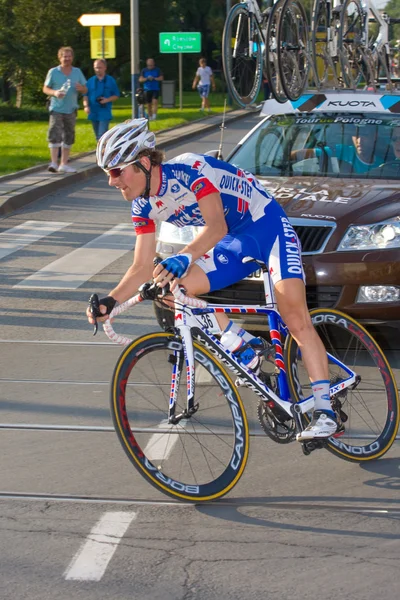 Krakow, POLAND - august 6: Cyclists at stage 7 of Tour de Pologne bicycle race on August 6, 2011 in Krakow, Poland. TdP is part of prestigious UCI World Tour. — Stock Photo, Image