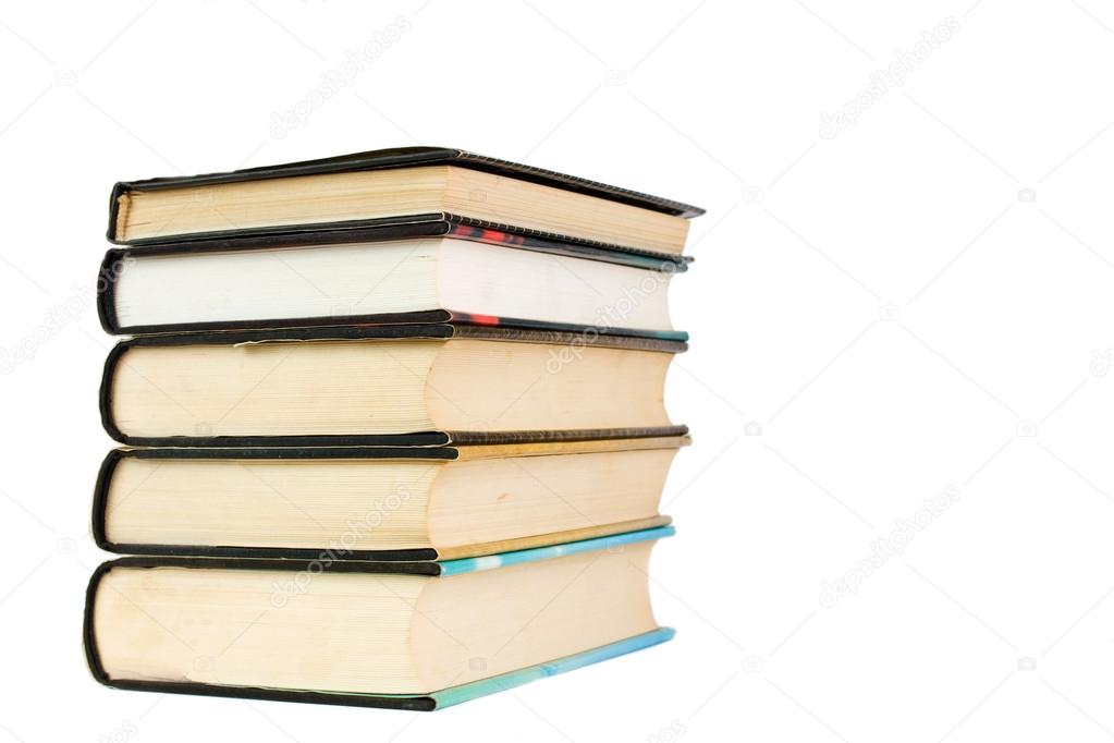 stack of old books isolated on white
