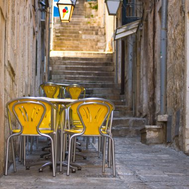 dubrovnik, Hırvatistan'ın açık restoranda