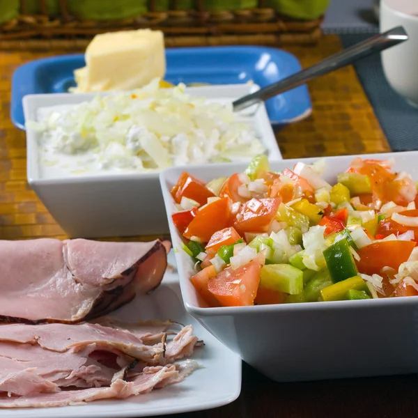 Healthy breakfast on the table close up — Stock Photo, Image