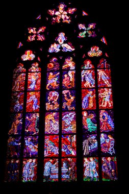 vitray pencereler, st. vitus Prag, Çek Cumhuriyeti.