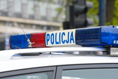 Polis polis Araba kapısını tabelada Lehçe