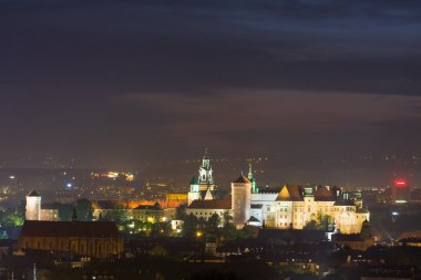 gece sahne Krakow, Polonya