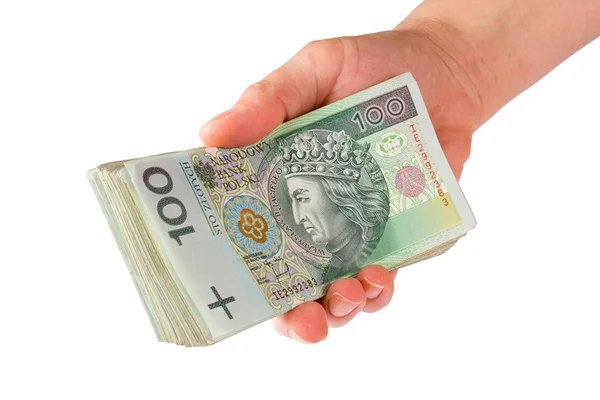 Hand mit Geld isoliert auf weißem Hintergrund — Stockfoto