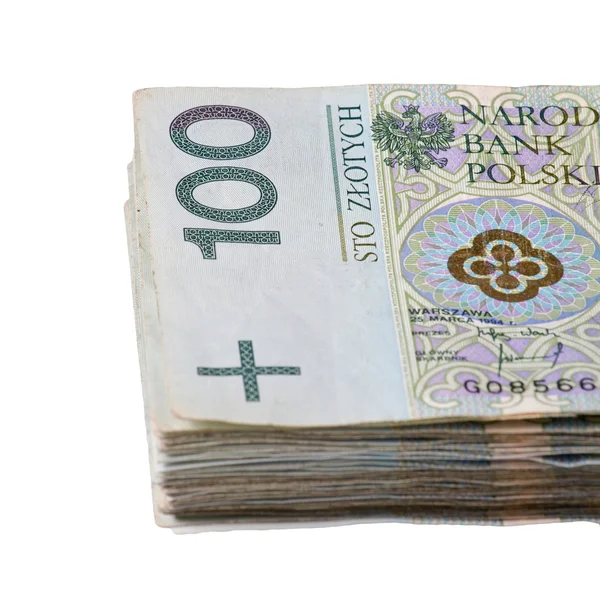 Paquete de zloty pulido aislado sobre fondo blanco —  Fotos de Stock