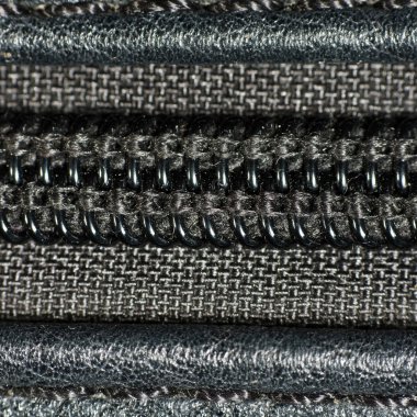 siyah deri doku arka plan ile fermuar