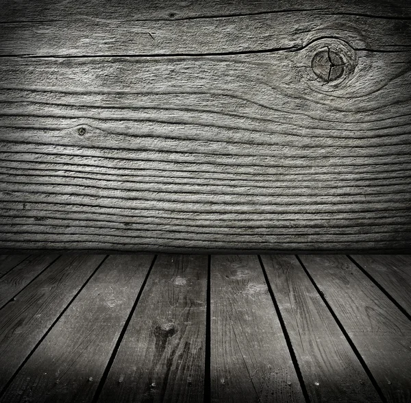 Ancienne chambre avec mur en bois. Prêt pour le montage du produit . — Photo