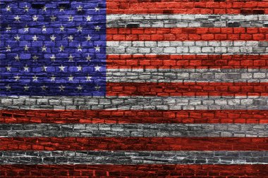 Amerikan bayrağı eski tuğla duvar dokusu veya arka plan