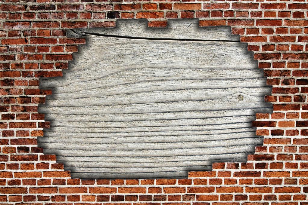 mur cassé avec fond de bois — Photographie wujekspeed © 34706175