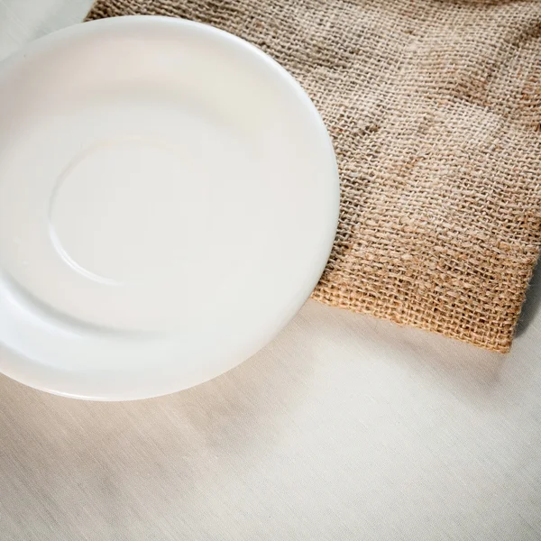 Silverware and rustic plate — Stock Photo, Image