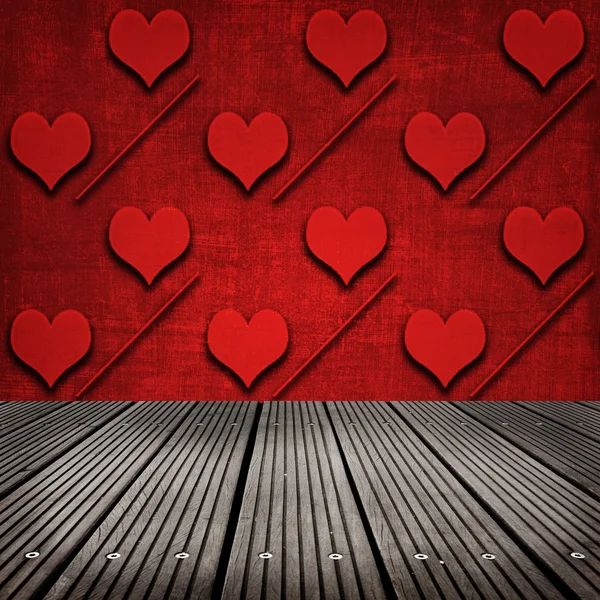 Quarto com padrão de coração como parede — Fotografia de Stock