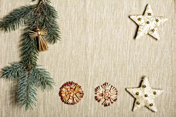 Christmas decoration on a wooden board — Stock Photo, Image