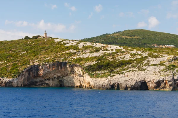 Belle grotte blu sull'isola di Zante, Grecia — Foto Stock