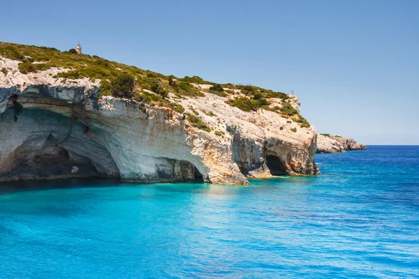 Krásná modrá jeskyně na ostrově zakynthos, Řecko — Stock fotografie